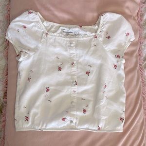Abercrombie kids white blouse with small pink flowers
